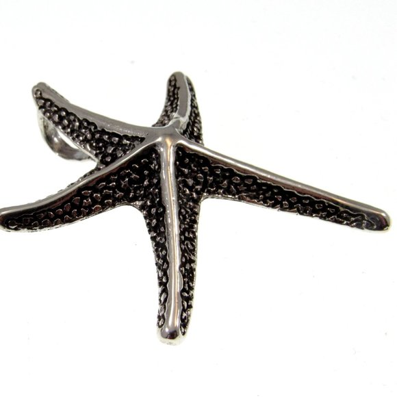 Solid 925 Sterling Silver Textured Starfish Slide Pendant - Sea Life Jewelry - Picture 6 of 8